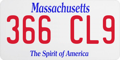 MA license plate 366CL9