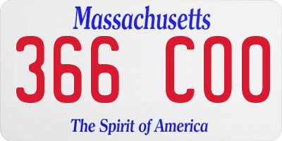 MA license plate 366CO0