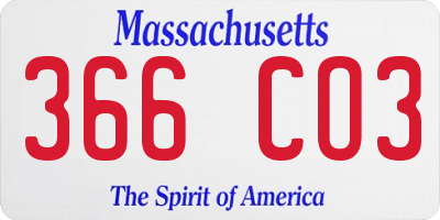 MA license plate 366CO3
