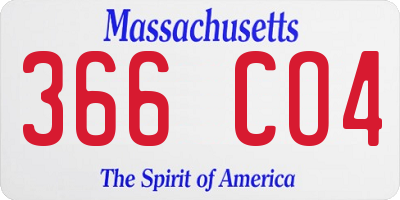 MA license plate 366CO4