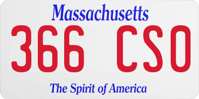MA license plate 366CS0