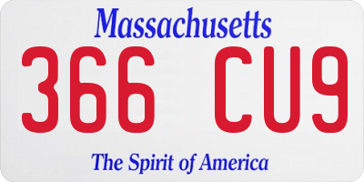 MA license plate 366CU9