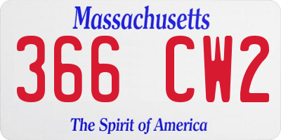 MA license plate 366CW2