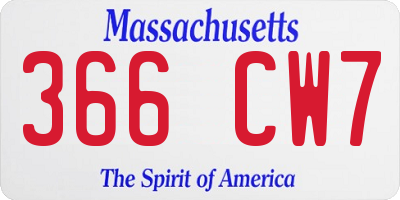 MA license plate 366CW7