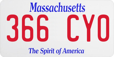 MA license plate 366CY0