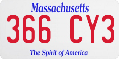 MA license plate 366CY3