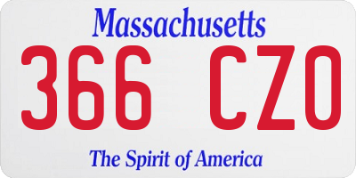 MA license plate 366CZ0