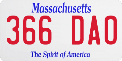 MA license plate 366DA0