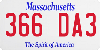 MA license plate 366DA3
