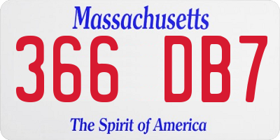 MA license plate 366DB7