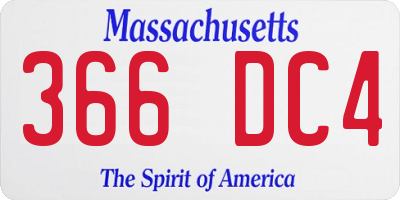 MA license plate 366DC4