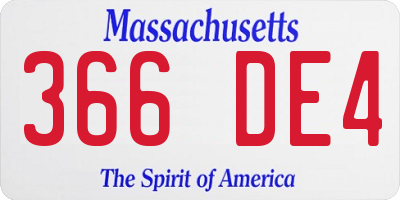 MA license plate 366DE4