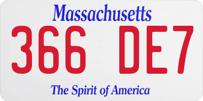 MA license plate 366DE7