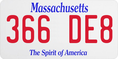 MA license plate 366DE8