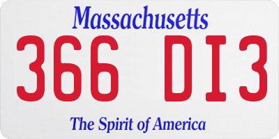 MA license plate 366DI3