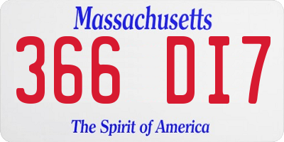 MA license plate 366DI7