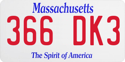 MA license plate 366DK3