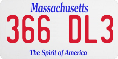 MA license plate 366DL3