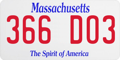 MA license plate 366DO3