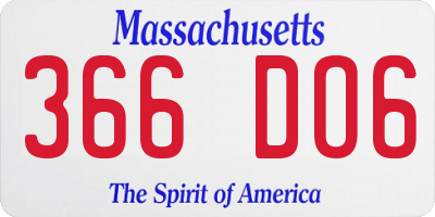 MA license plate 366DO6