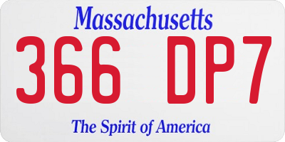 MA license plate 366DP7