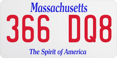 MA license plate 366DQ8