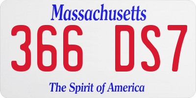 MA license plate 366DS7