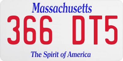 MA license plate 366DT5