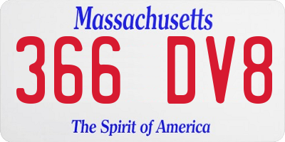 MA license plate 366DV8
