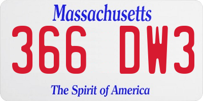 MA license plate 366DW3