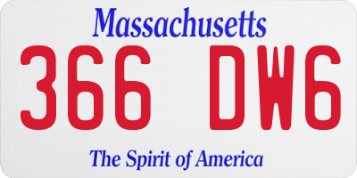 MA license plate 366DW6
