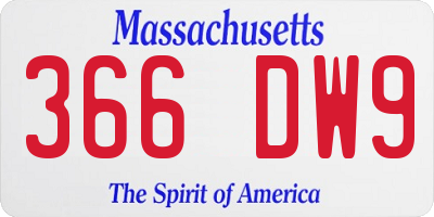 MA license plate 366DW9