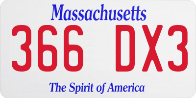 MA license plate 366DX3
