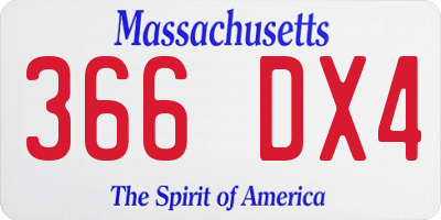 MA license plate 366DX4
