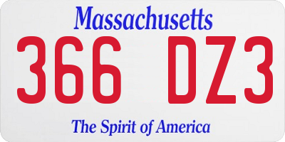MA license plate 366DZ3