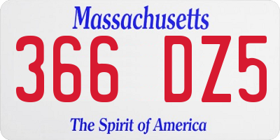 MA license plate 366DZ5