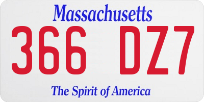 MA license plate 366DZ7
