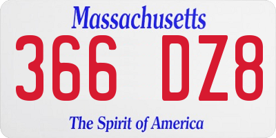 MA license plate 366DZ8