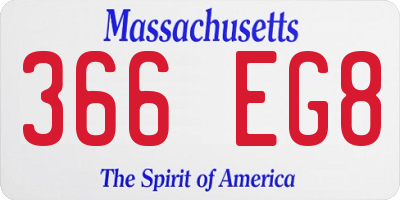 MA license plate 366EG8