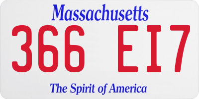 MA license plate 366EI7