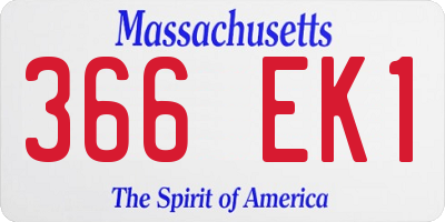MA license plate 366EK1
