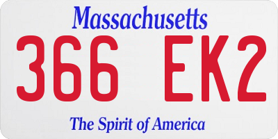 MA license plate 366EK2