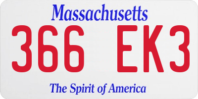 MA license plate 366EK3