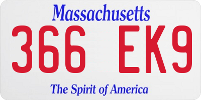 MA license plate 366EK9