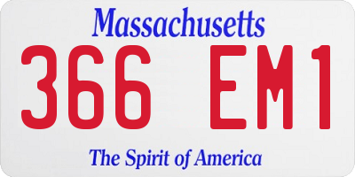 MA license plate 366EM1