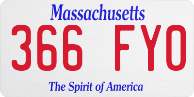 MA license plate 366FY0