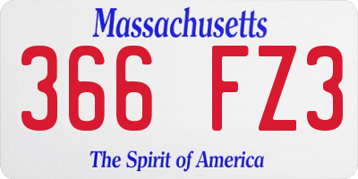 MA license plate 366FZ3