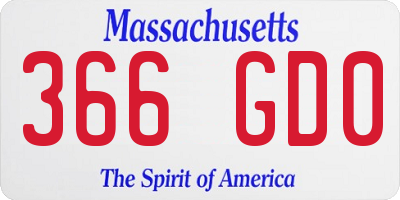 MA license plate 366GD0