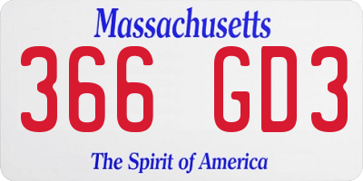 MA license plate 366GD3