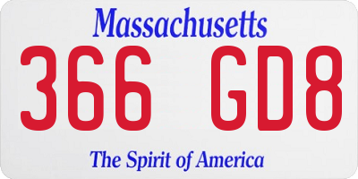 MA license plate 366GD8